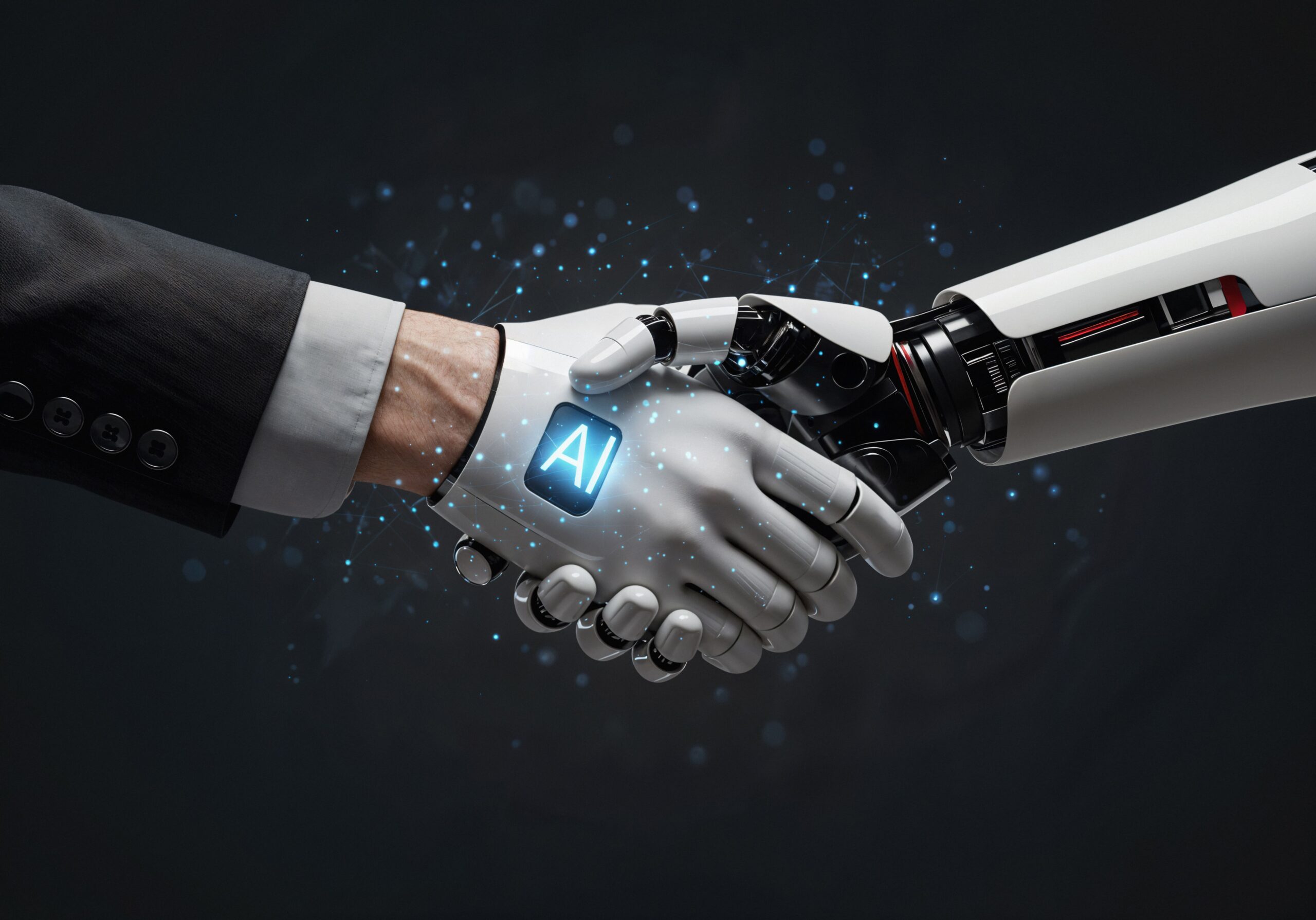 Human AI Handshake Deal Partnership